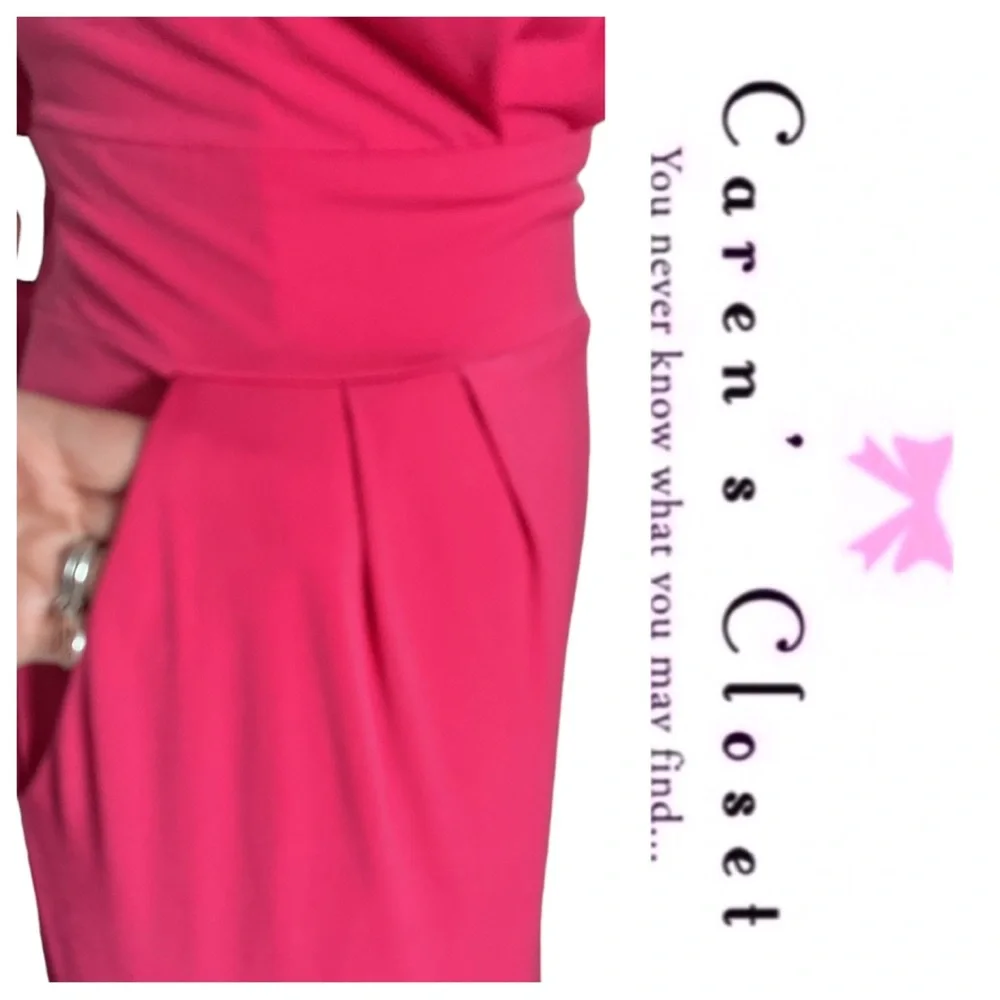 Vince Comuto Pomegranate Pink Wide Leg Stretch Jersey Halter Pant Jumpsuit - Picture 8 of 10